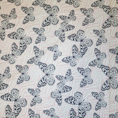 Butterfly Print Cotton (Pink/black/white)