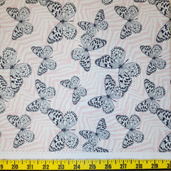 Butterfly Print Cotton (Pink/black/white)