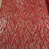 Flowing flame Beaded Sequin Lace (Red)