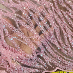 Flowing flame Beaded Sequin Lace (Pink)