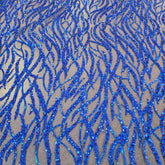 Flowing flame Beaded Sequin Lace (Royal Blue)