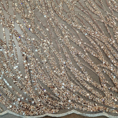 Flowing flame Beaded Sequin Lace (Rosegold)
