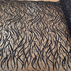 Flowing flame Beaded Sequin Lace (Black)