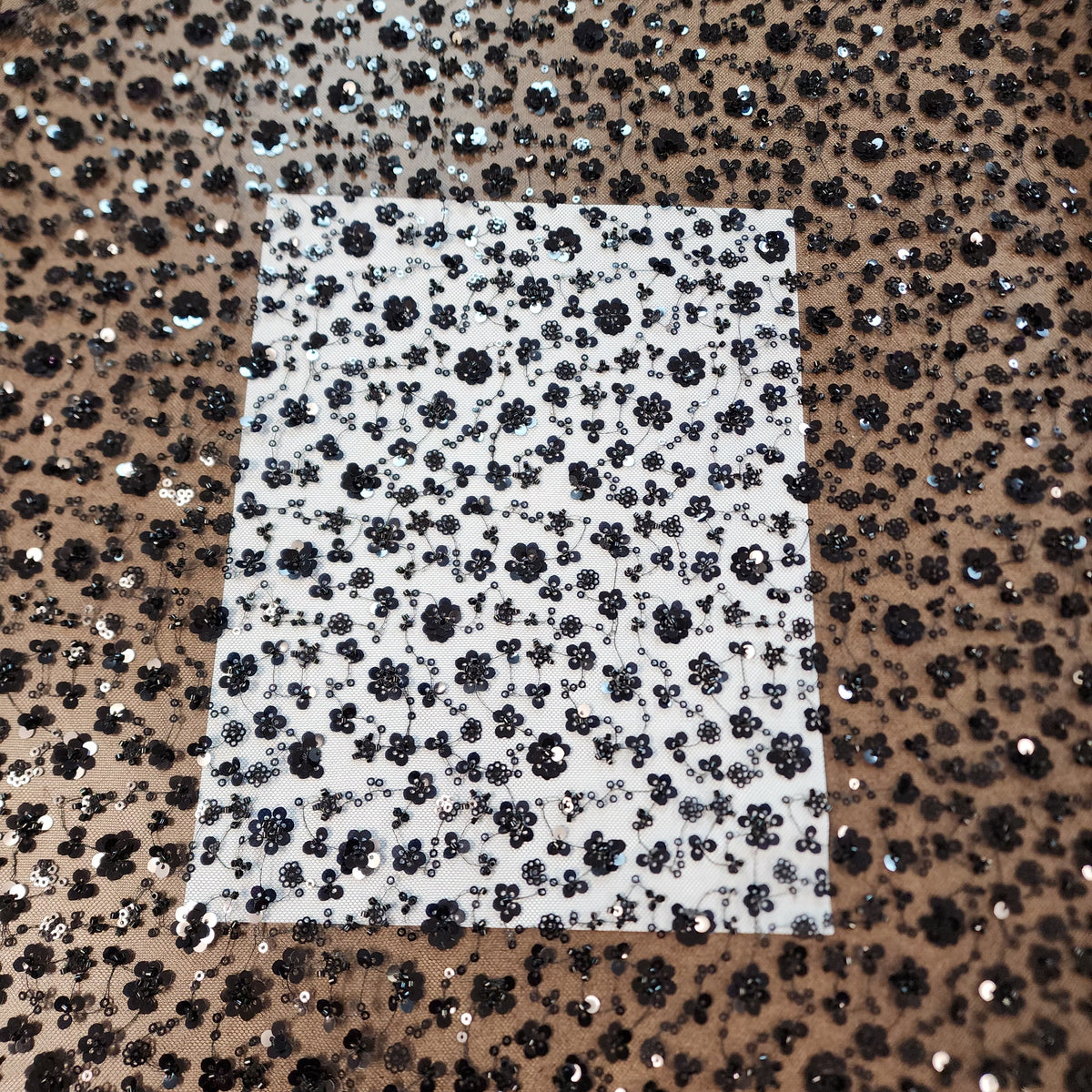 Ditsy floral beaded sequin mesh fabric