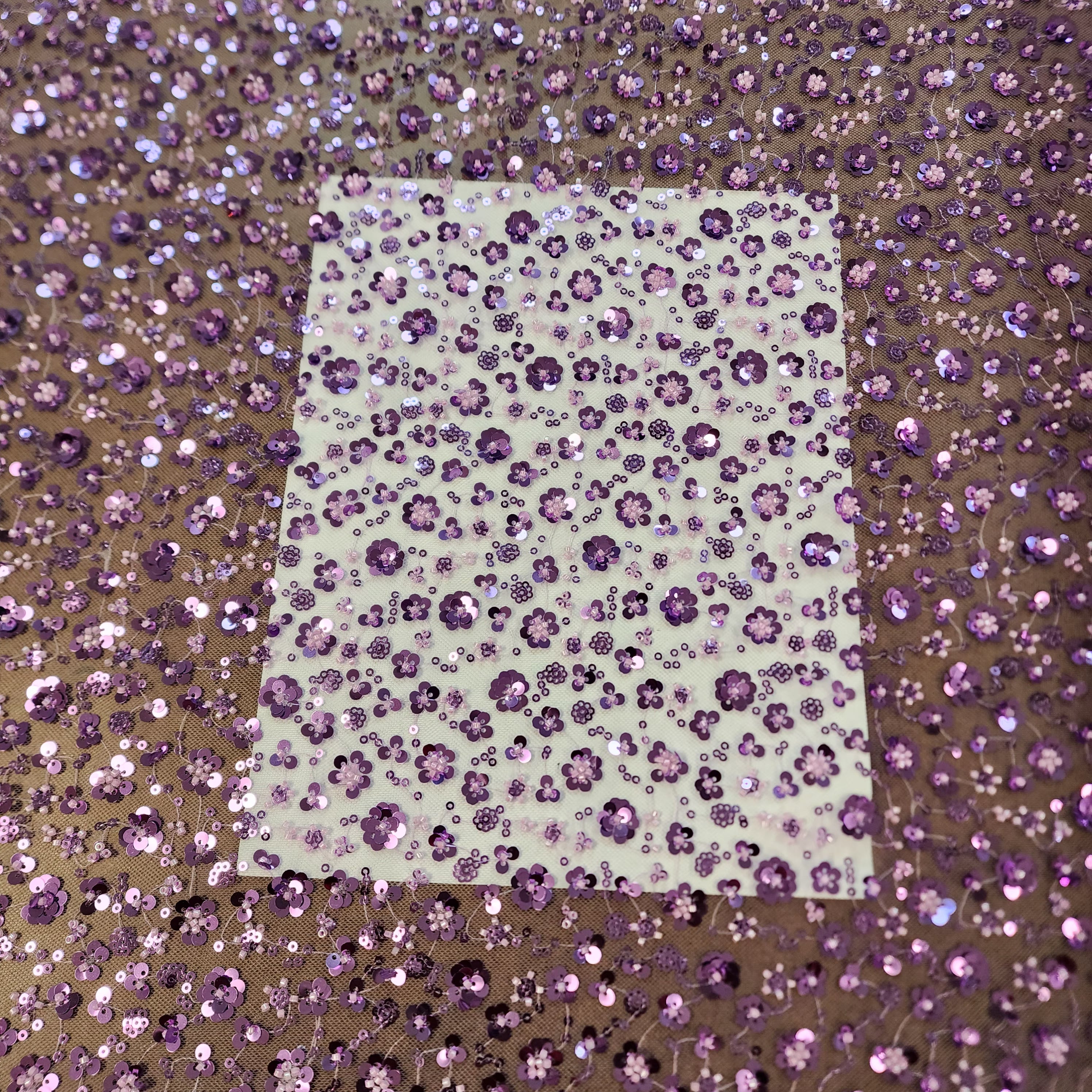 Ditsy floral beaded sequin mesh fabric