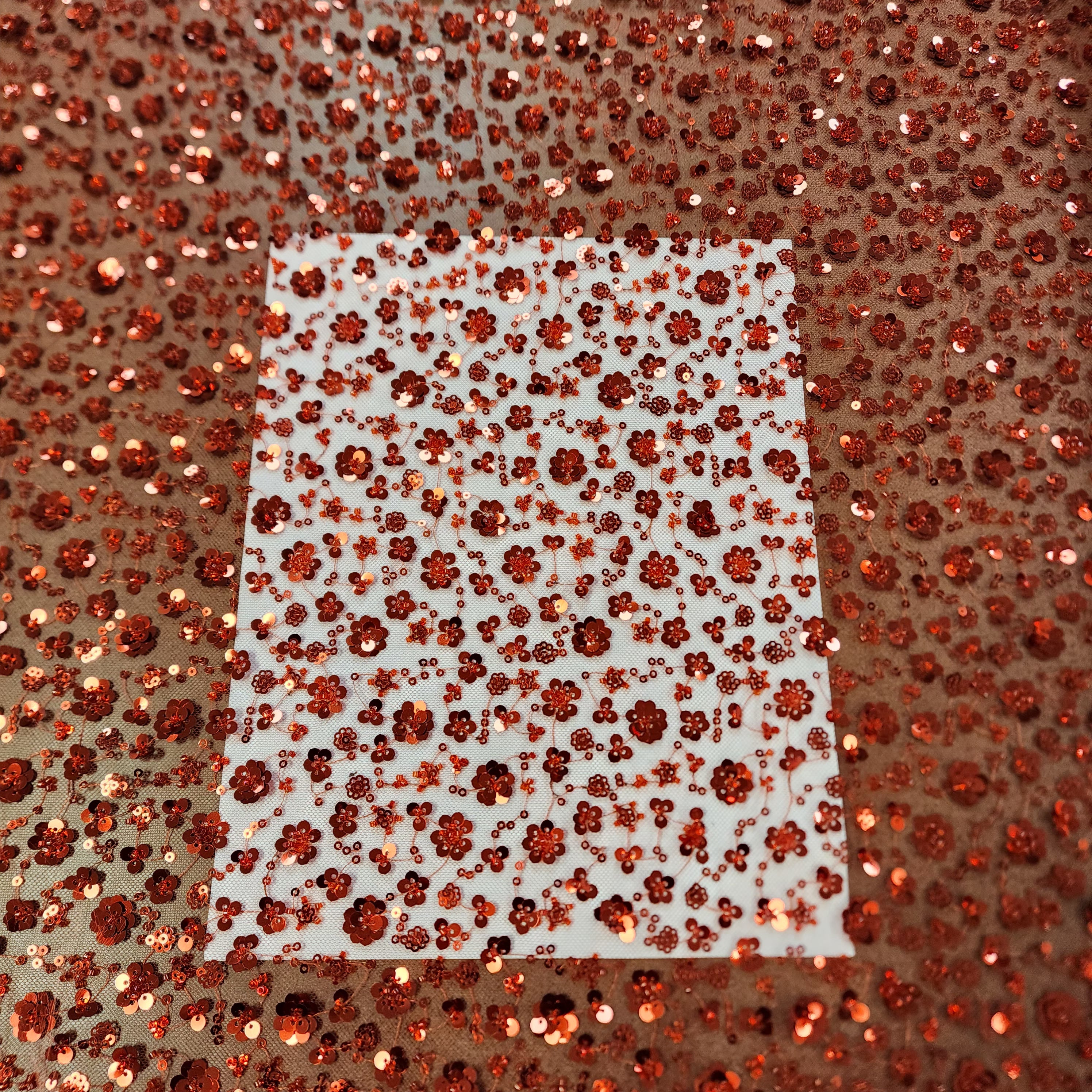 Ditsy floral beaded sequin mesh fabric