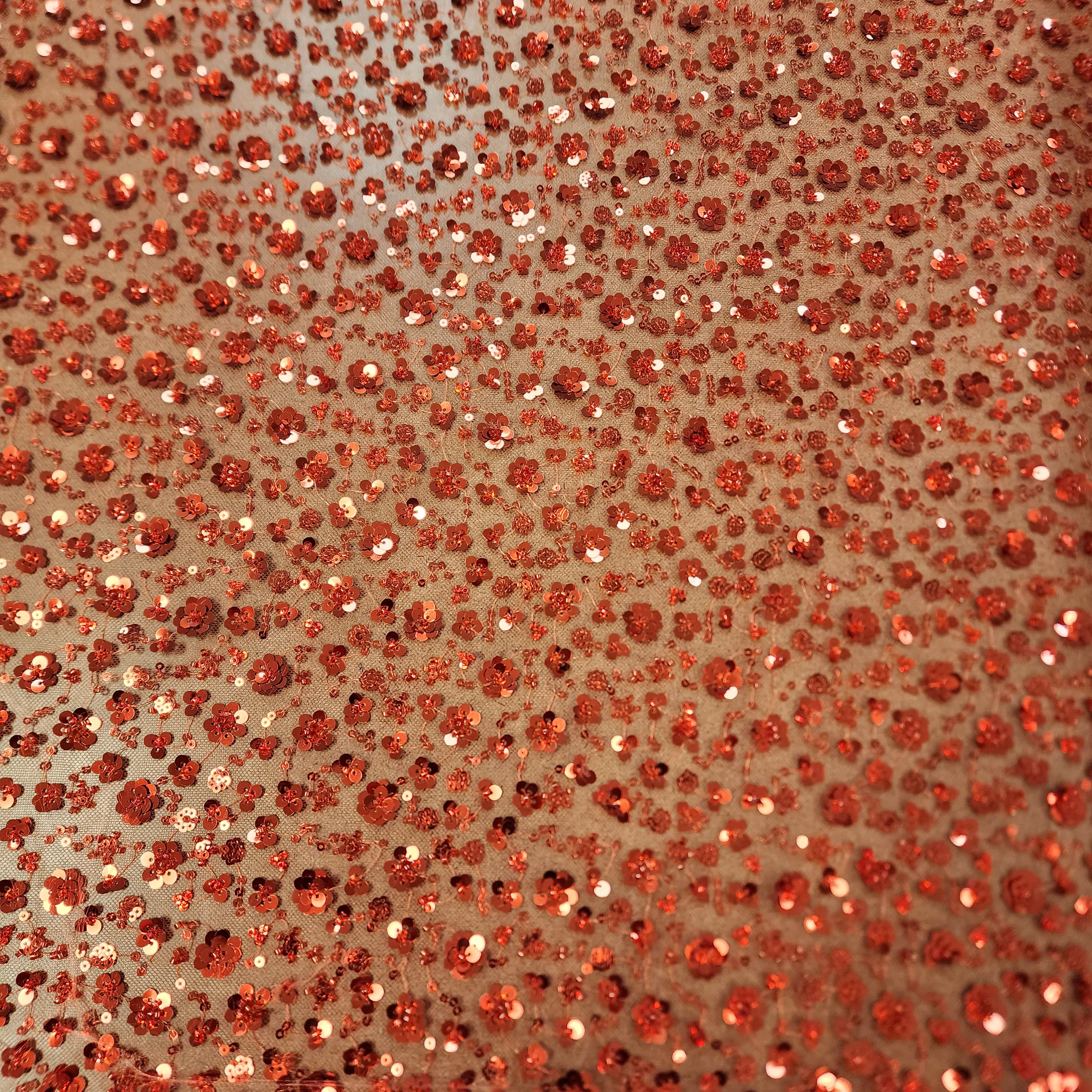 Ditsy floral beaded sequin mesh fabric