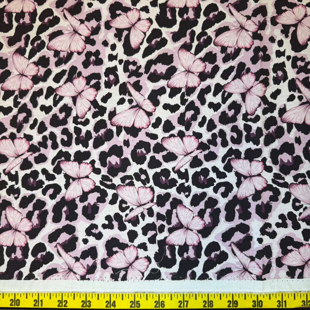 Butterfly Print Cotton (Pink/leopard)