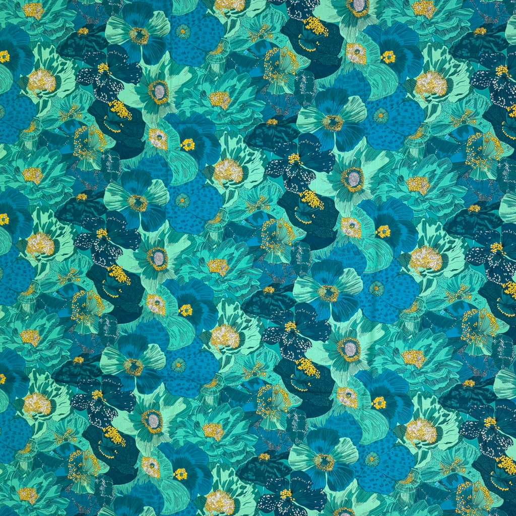 Floral Print Cotton (green/yellow/teal)