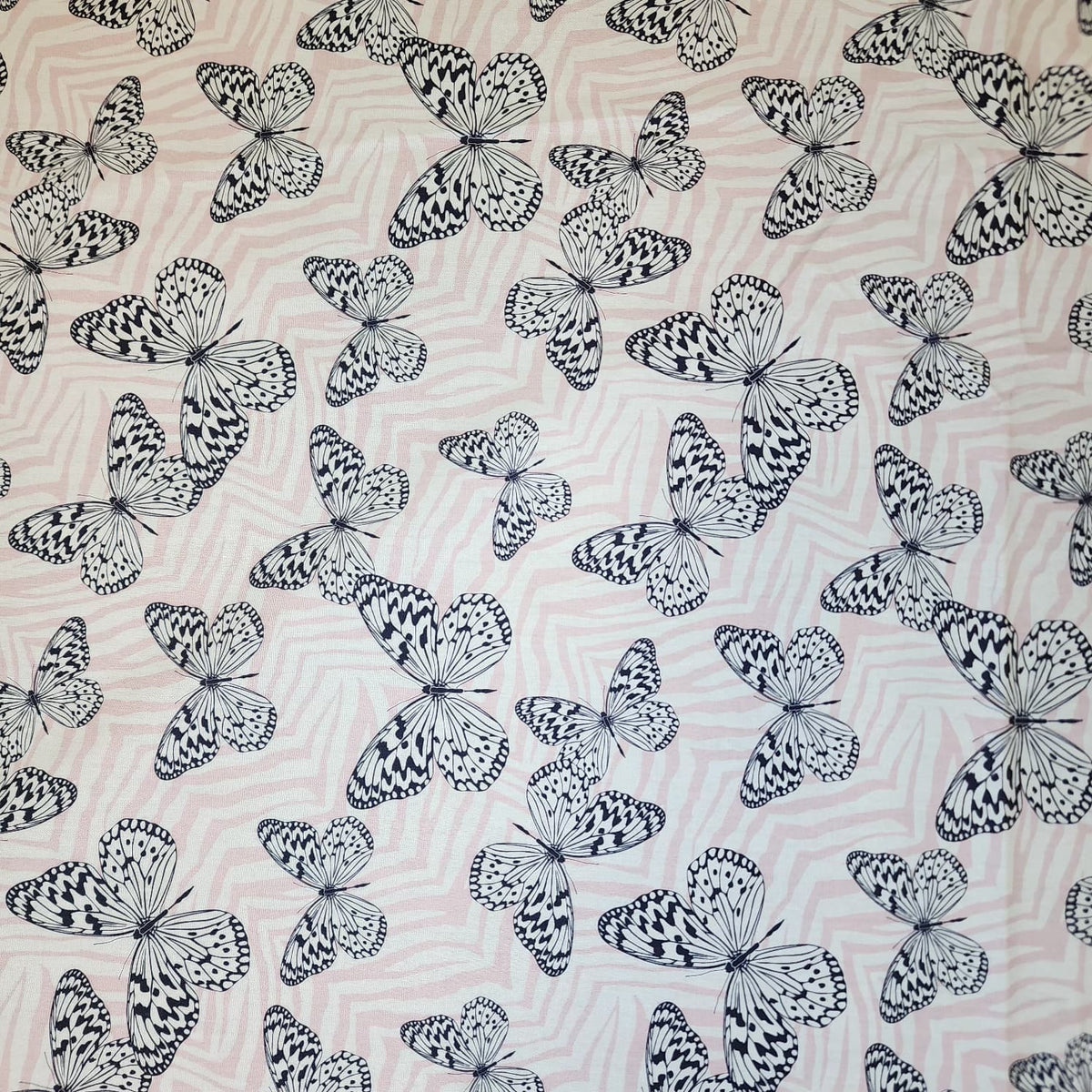 Butterfly Print Cotton (Pink/black/white)