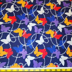 Butterfly Print Cotton (blue/orange/yellow)