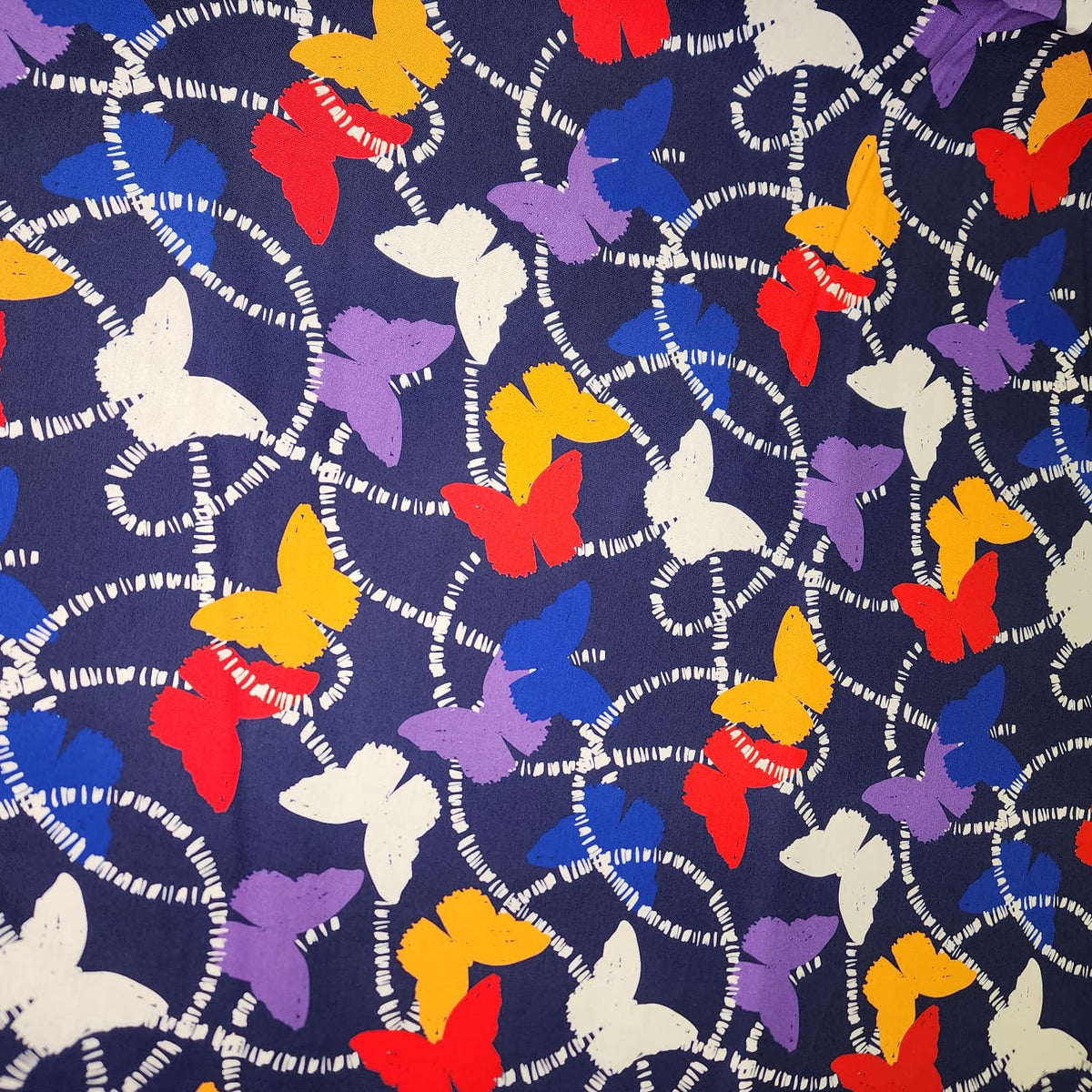 Butterfly Print Cotton (blue/orange/yellow)