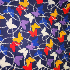 Butterfly Print Cotton (blue/orange/yellow)