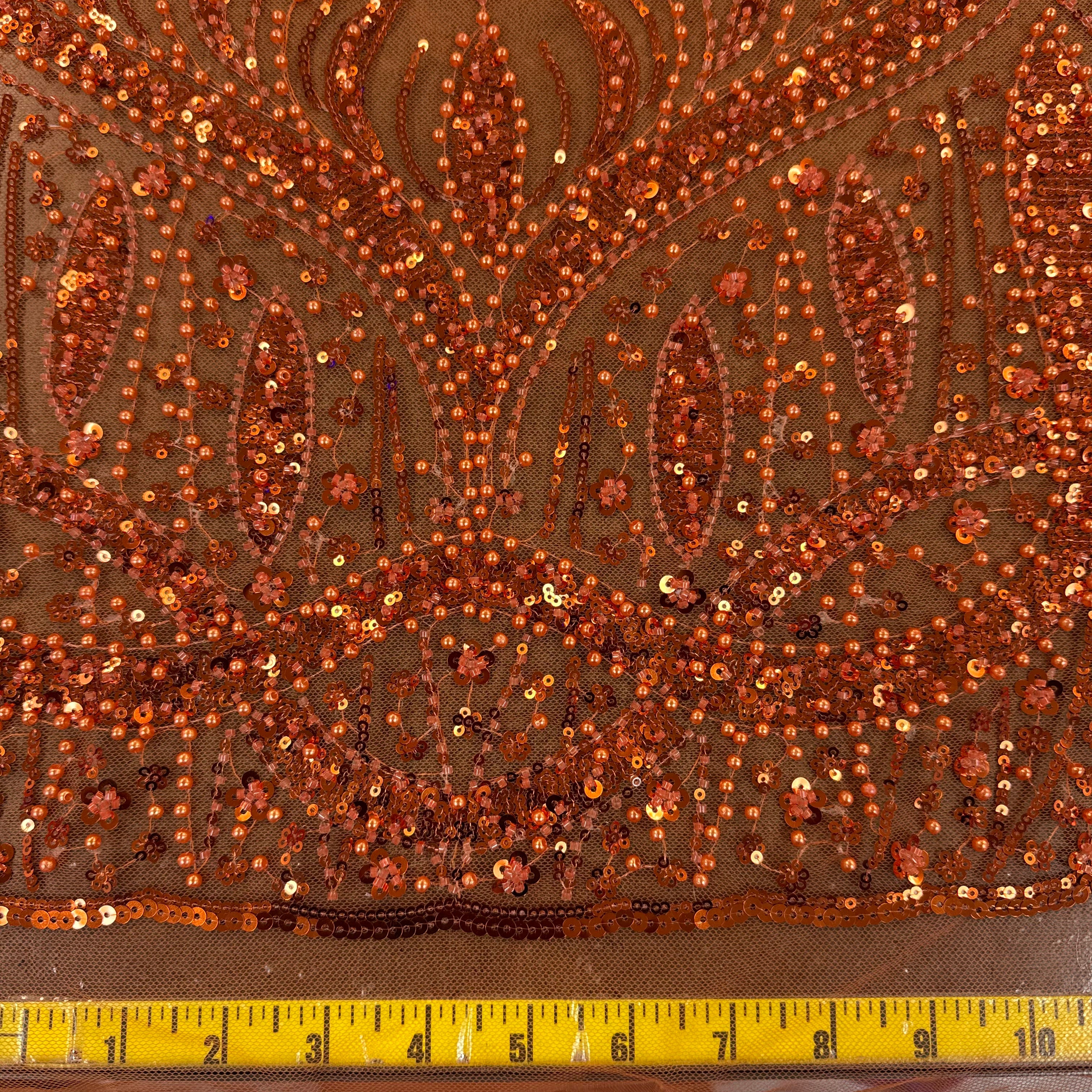 Cascadia Beaded Sequin Lace (Orange)