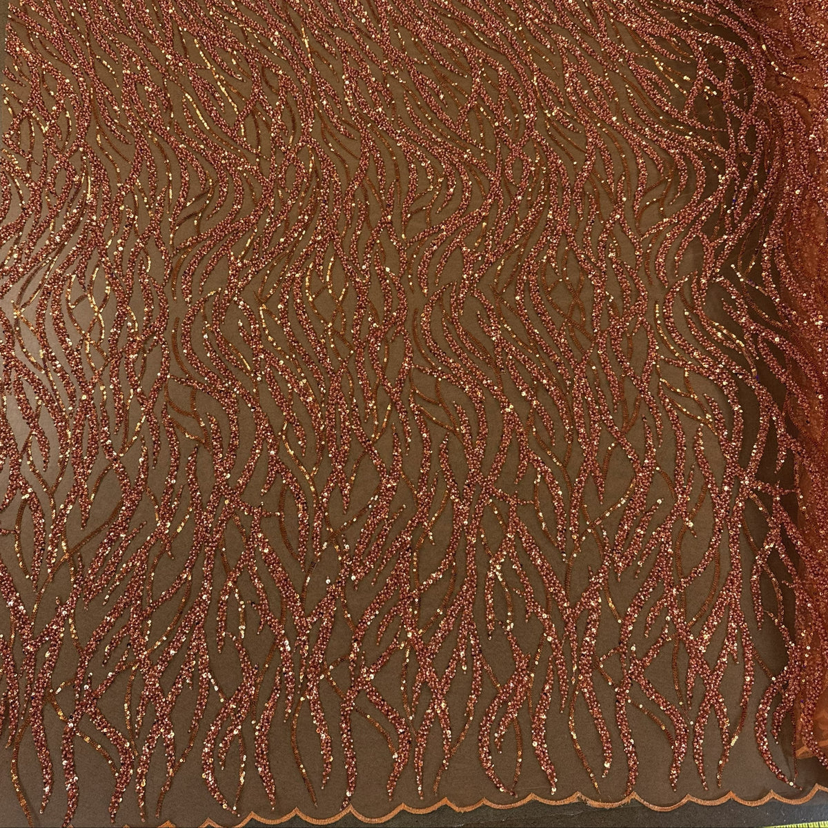 Flowing flame Beaded Sequin Lace (Orange)