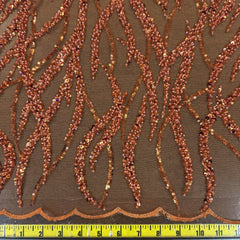 Flowing flame Beaded Sequin Lace (Orange)
