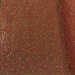 Panel Heavy Beaded Sequin Lace (Orange)