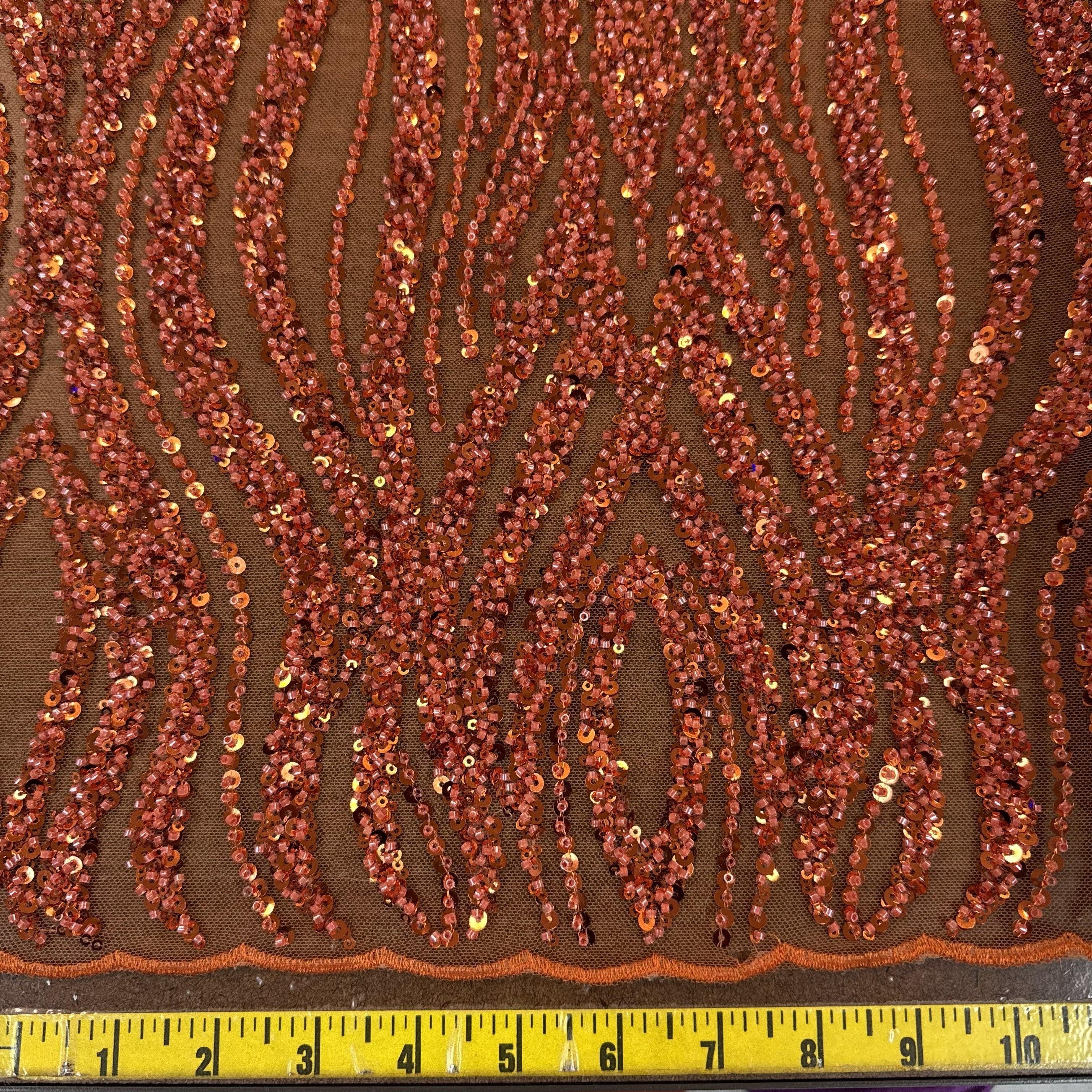 Panel Heavy Beaded Sequin Lace (Orange)