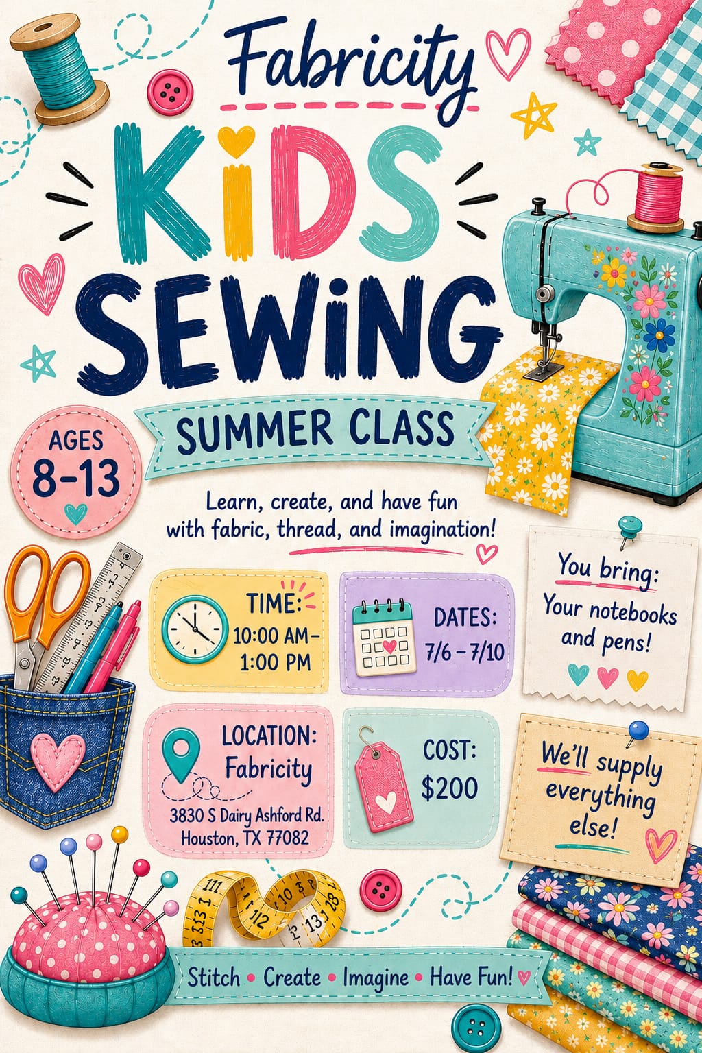 Kids Sewing Summer Class