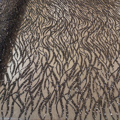 Flowing flame Beaded Sequin Lace (Brown)