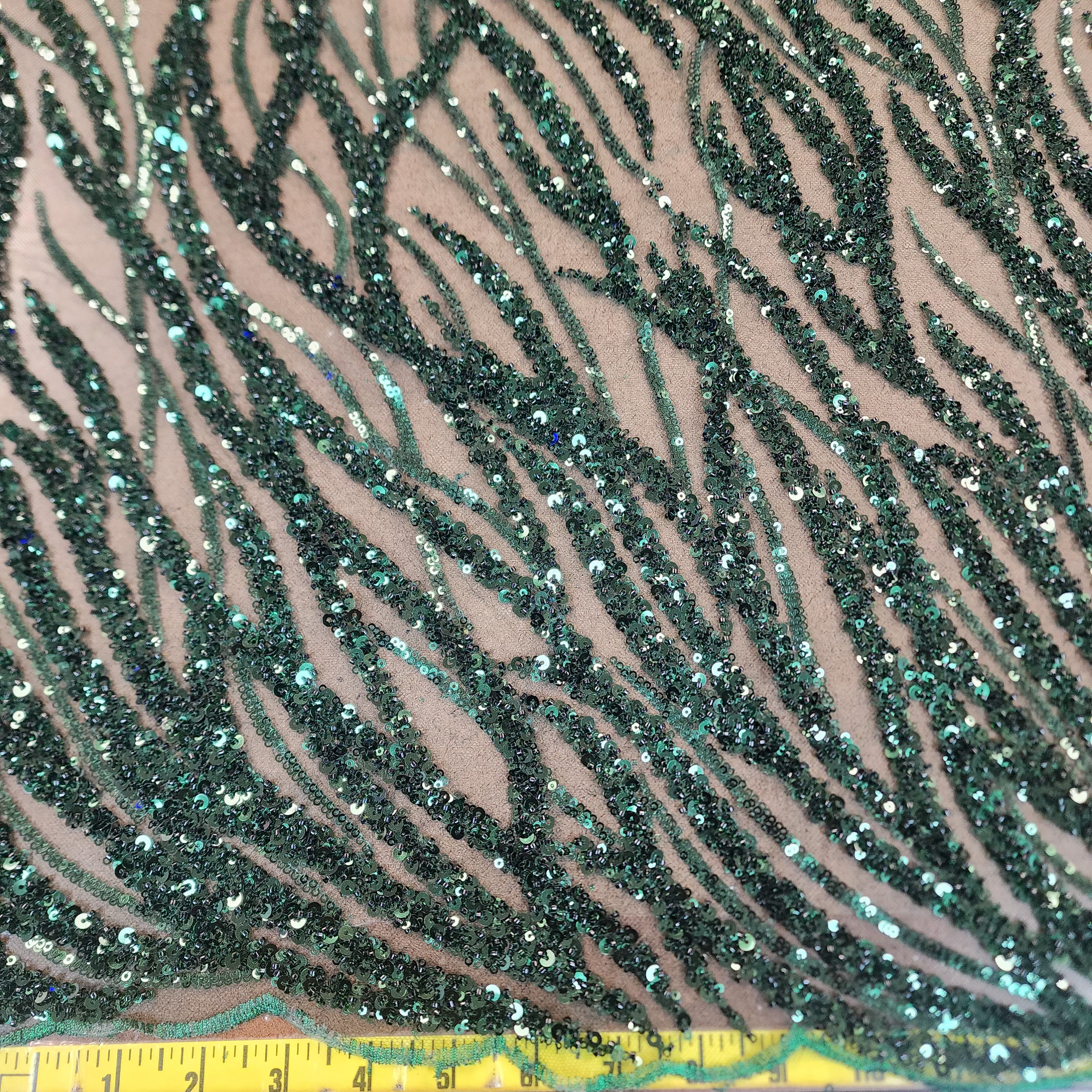 Flowing flame Beaded Sequin Lace (Green)