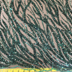 Flowing flame Beaded Sequin Lace (Green)