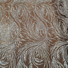 Silver Beaded Lace (Plume Swirl)