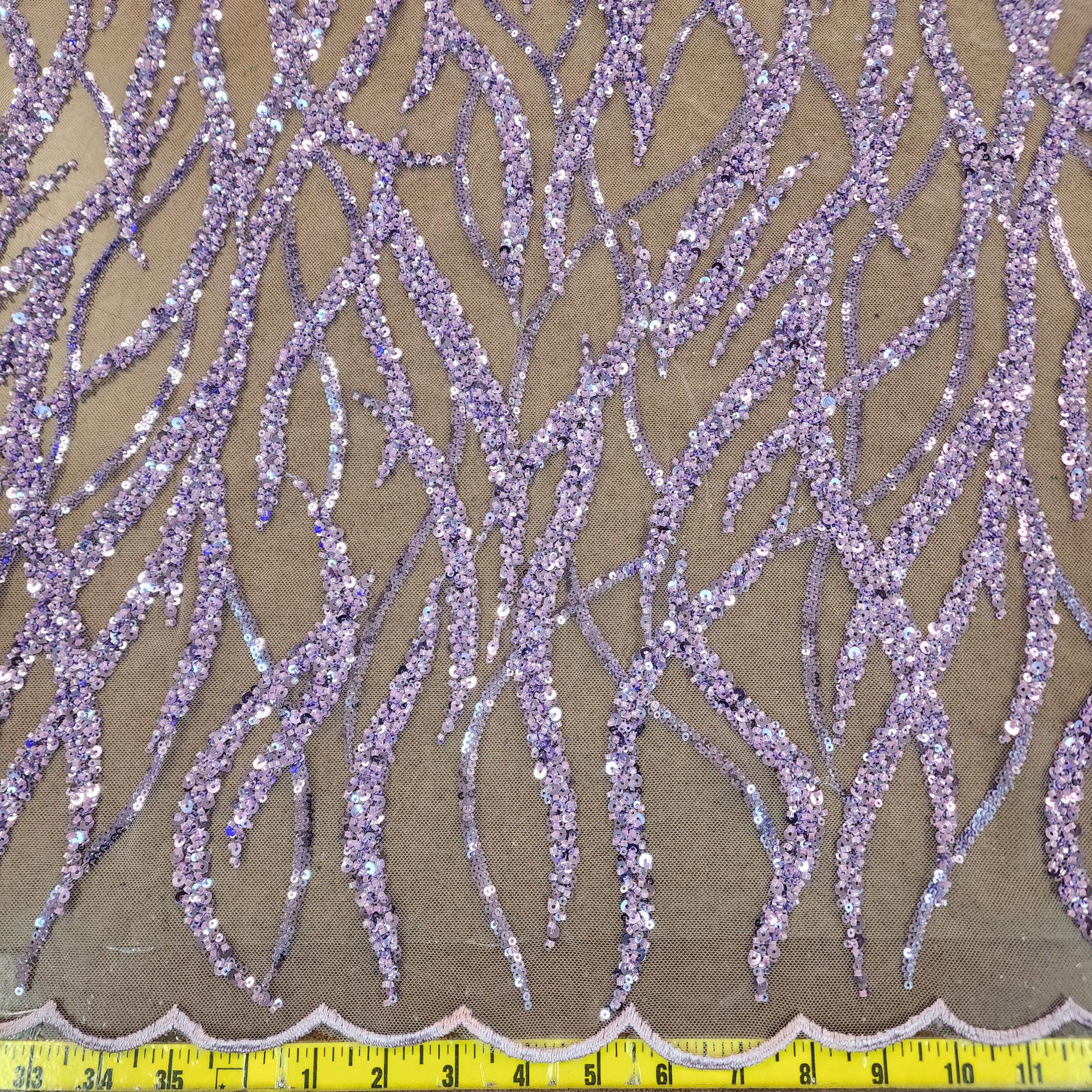 Flowing flame Beaded Sequin Lace (Lavender)