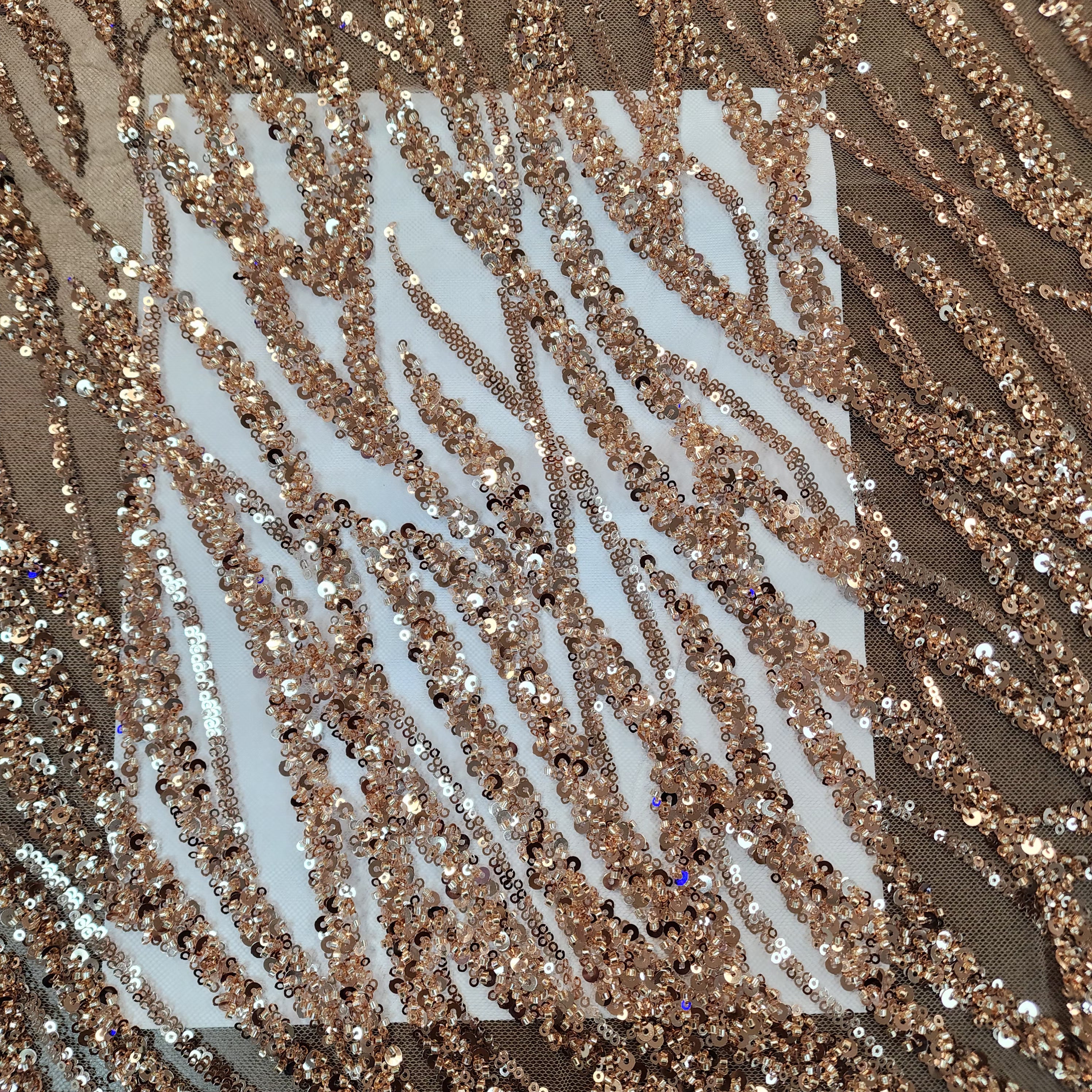 Flowing flame Beaded Sequin Lace (Rosegold)