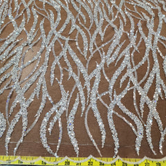 Flowing flame Beaded Sequin Lace (Silver)