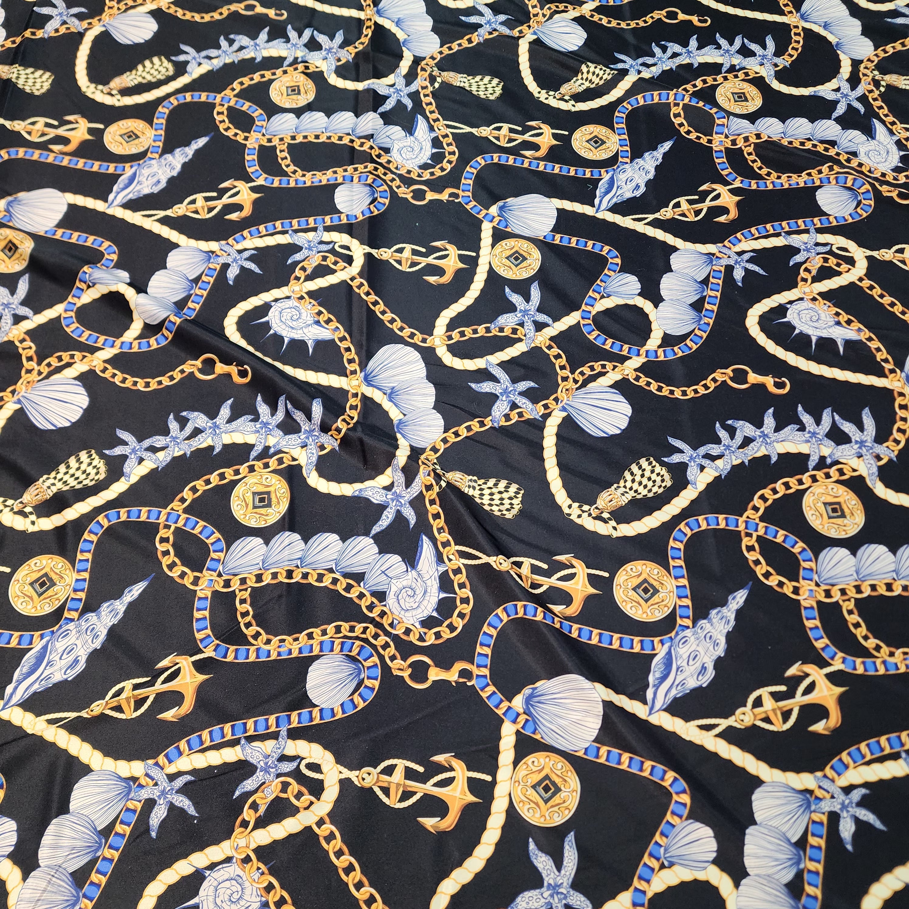 Printed Charmeuse Satin (Regal Chain and Tassel)
