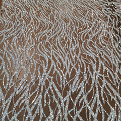 Flowing flame Beaded Sequin Lace (Silver)
