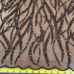 Flowing flame Beaded Sequin Lace (Brown)