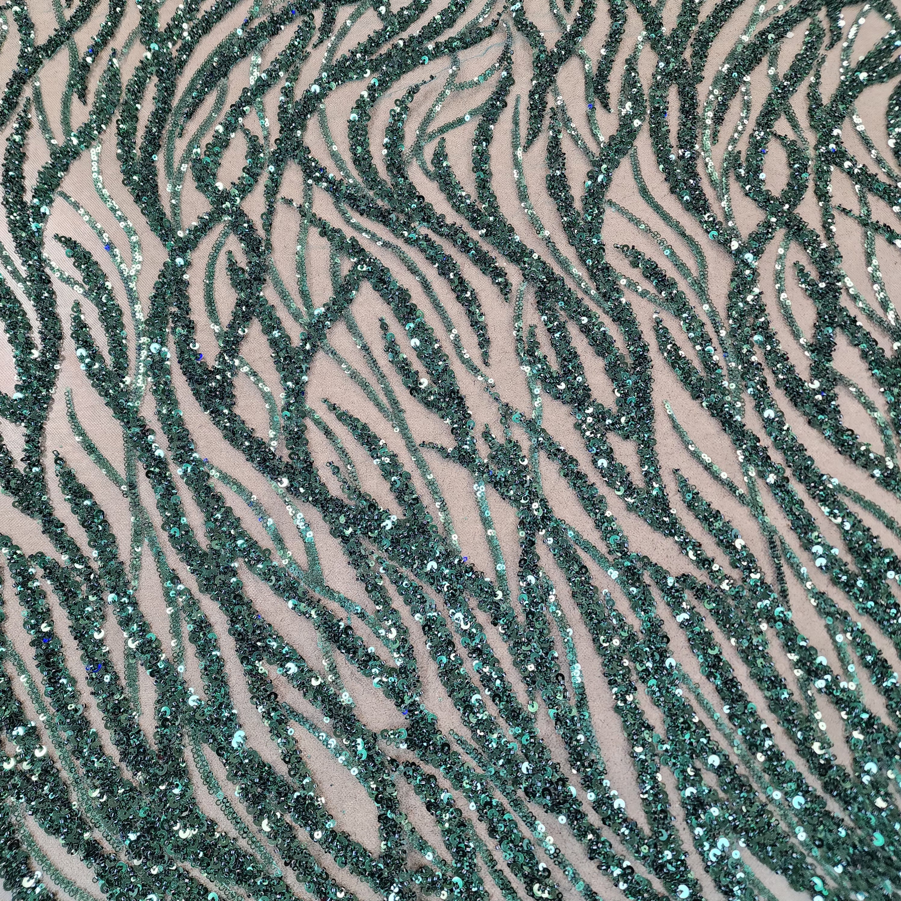 Flowing flame Beaded Sequin Lace (Green)