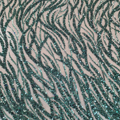 Flowing flame Beaded Sequin Lace (Green)
