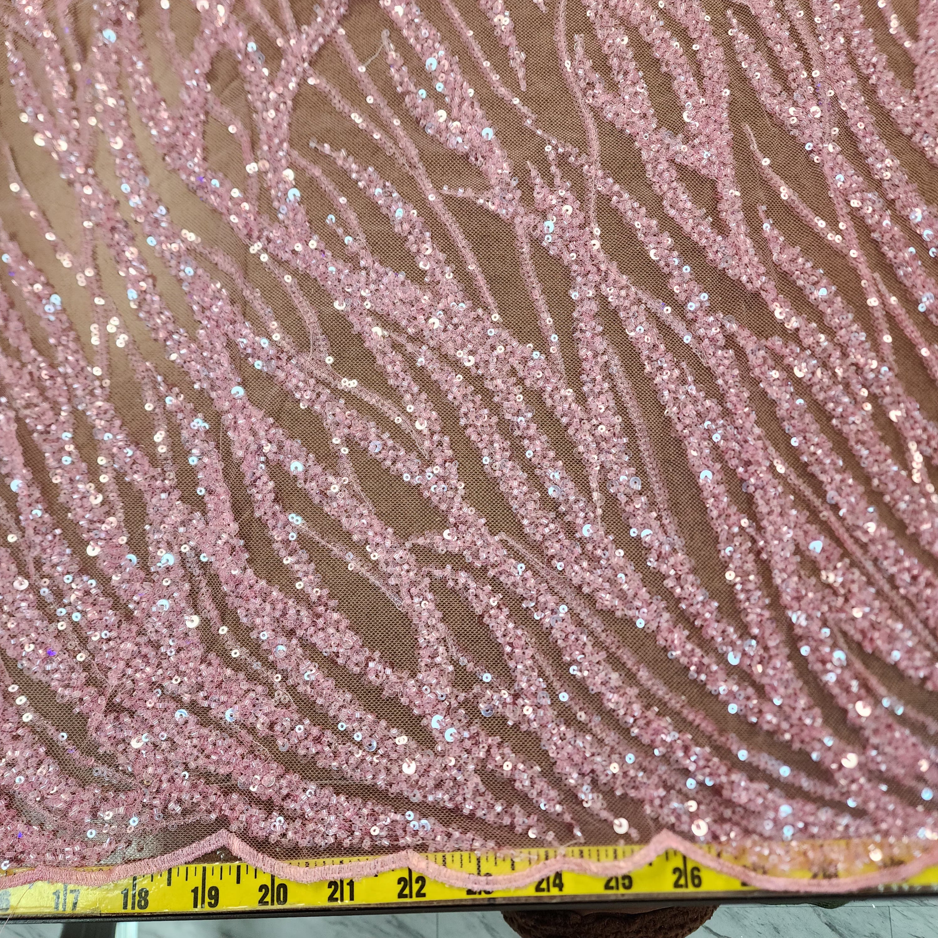 Flowing flame Beaded Sequin Lace (Pink)