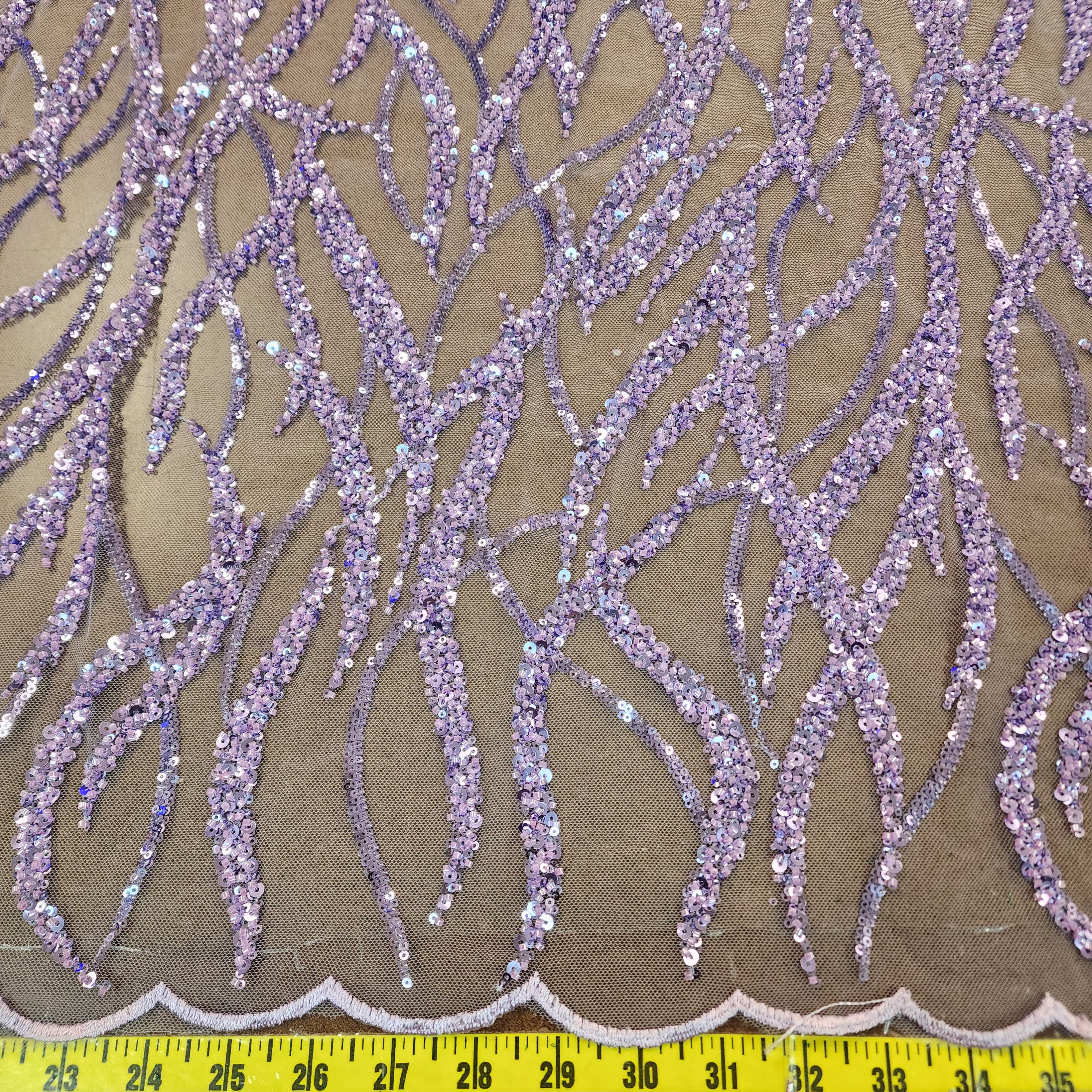 Flowing flame Beaded Sequin Lace (Lavender)