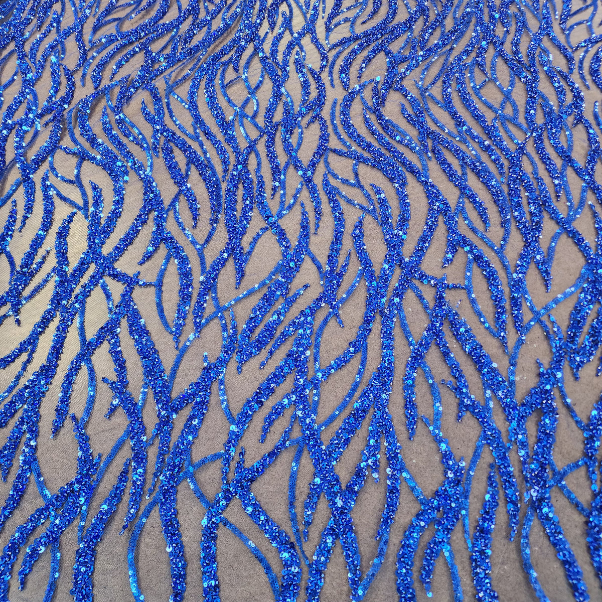 Flowing flame Beaded Sequin Lace (Royal Blue)