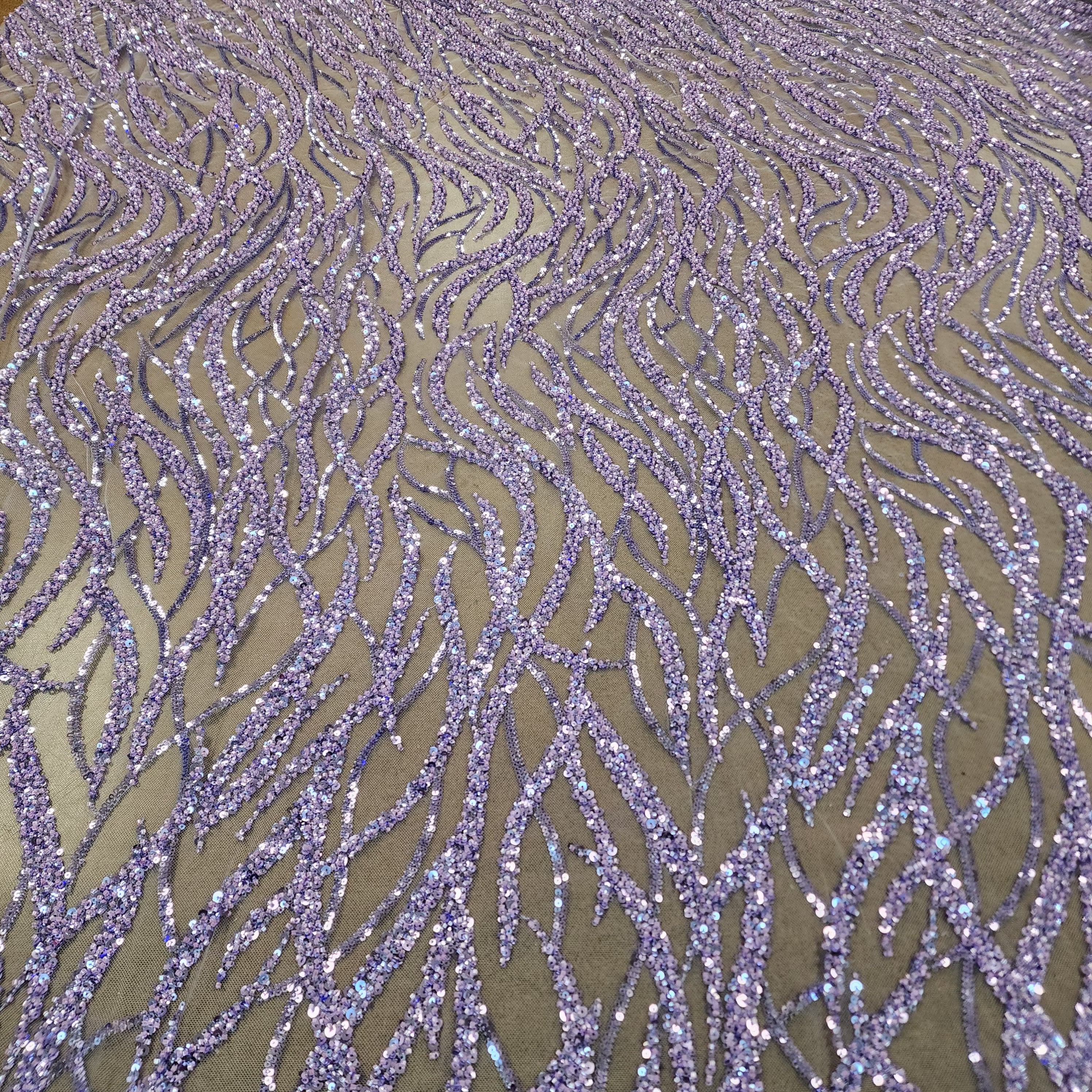 Flowing flame Beaded Sequin Lace (Lavender)