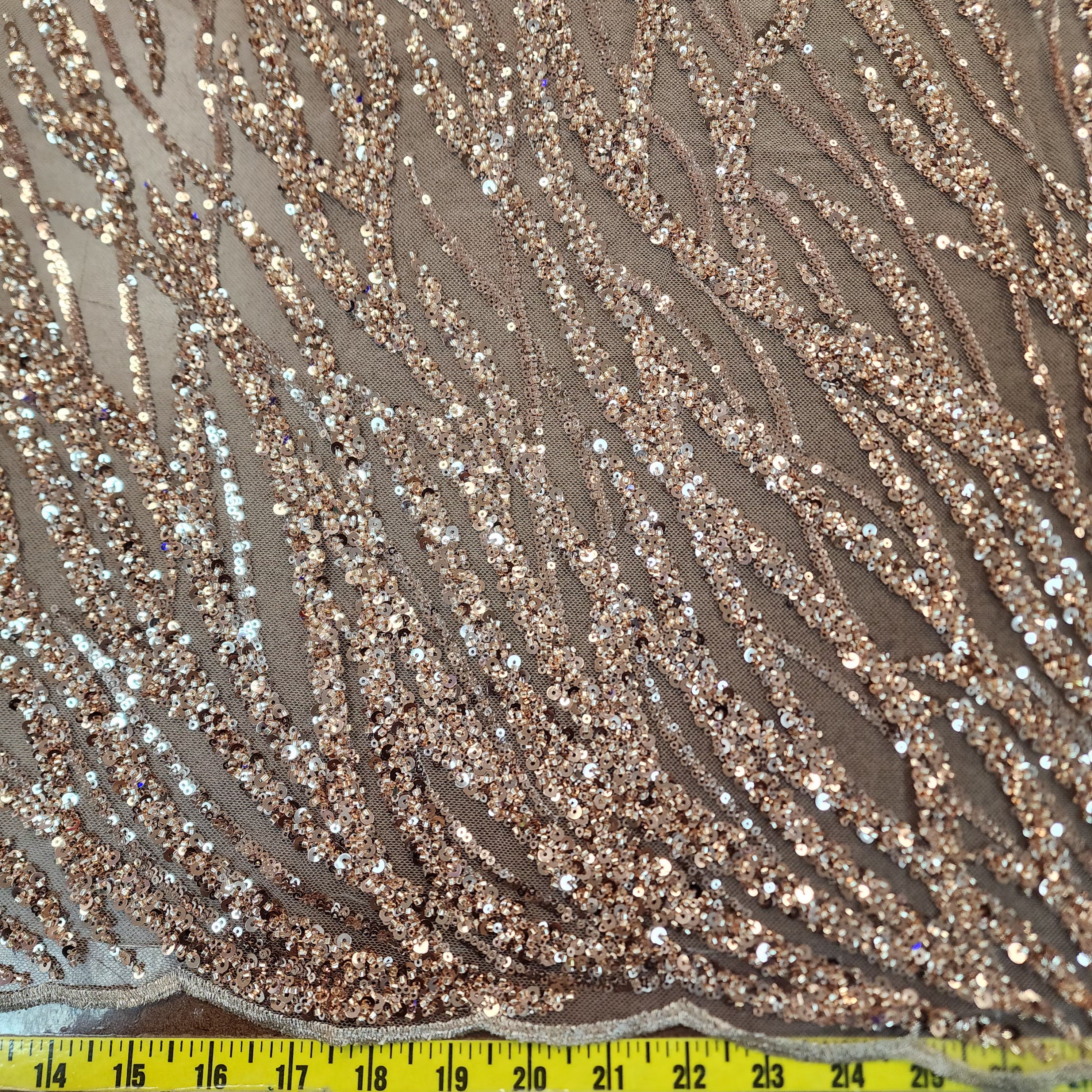 Flowing flame Beaded Sequin Lace (Rosegold)