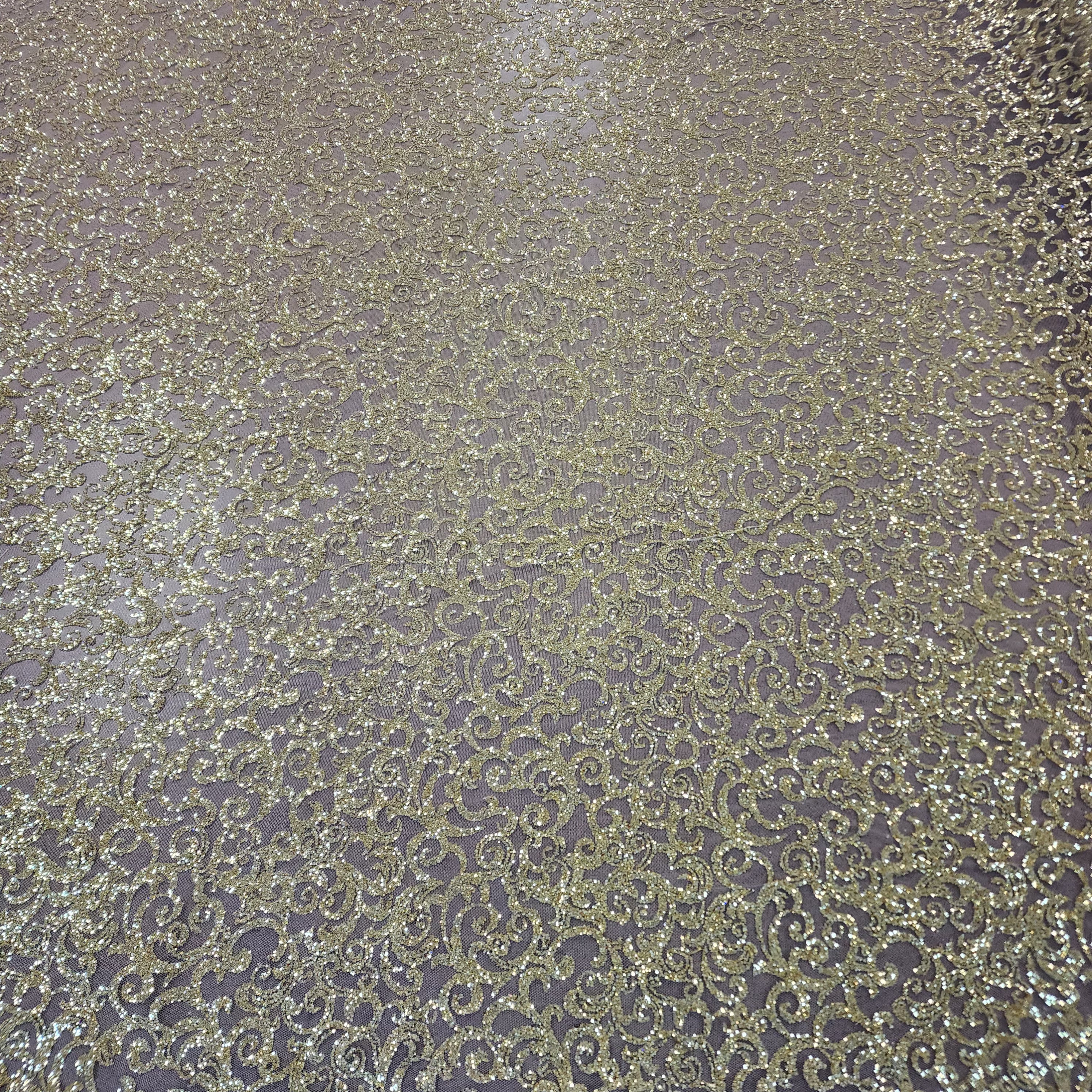 Gilded Baroque Scroll Glitter Mesh