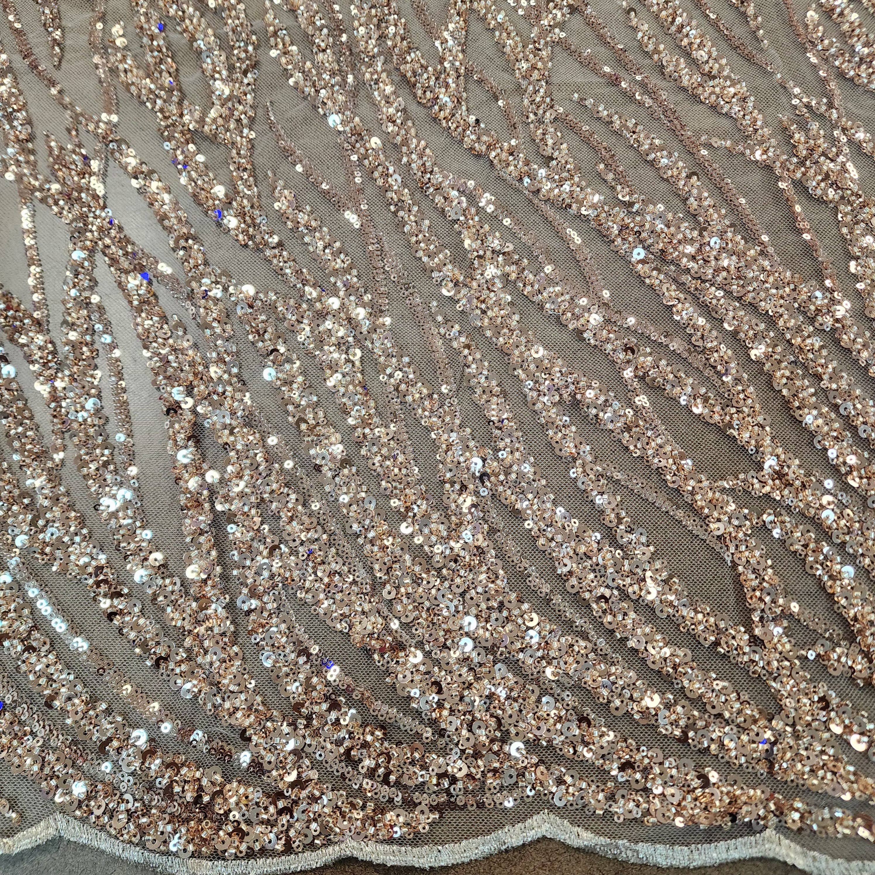 Flowing flame Beaded Sequin Lace (Rosegold)