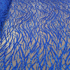 Flowing flame Beaded Sequin Lace (Royal Blue)