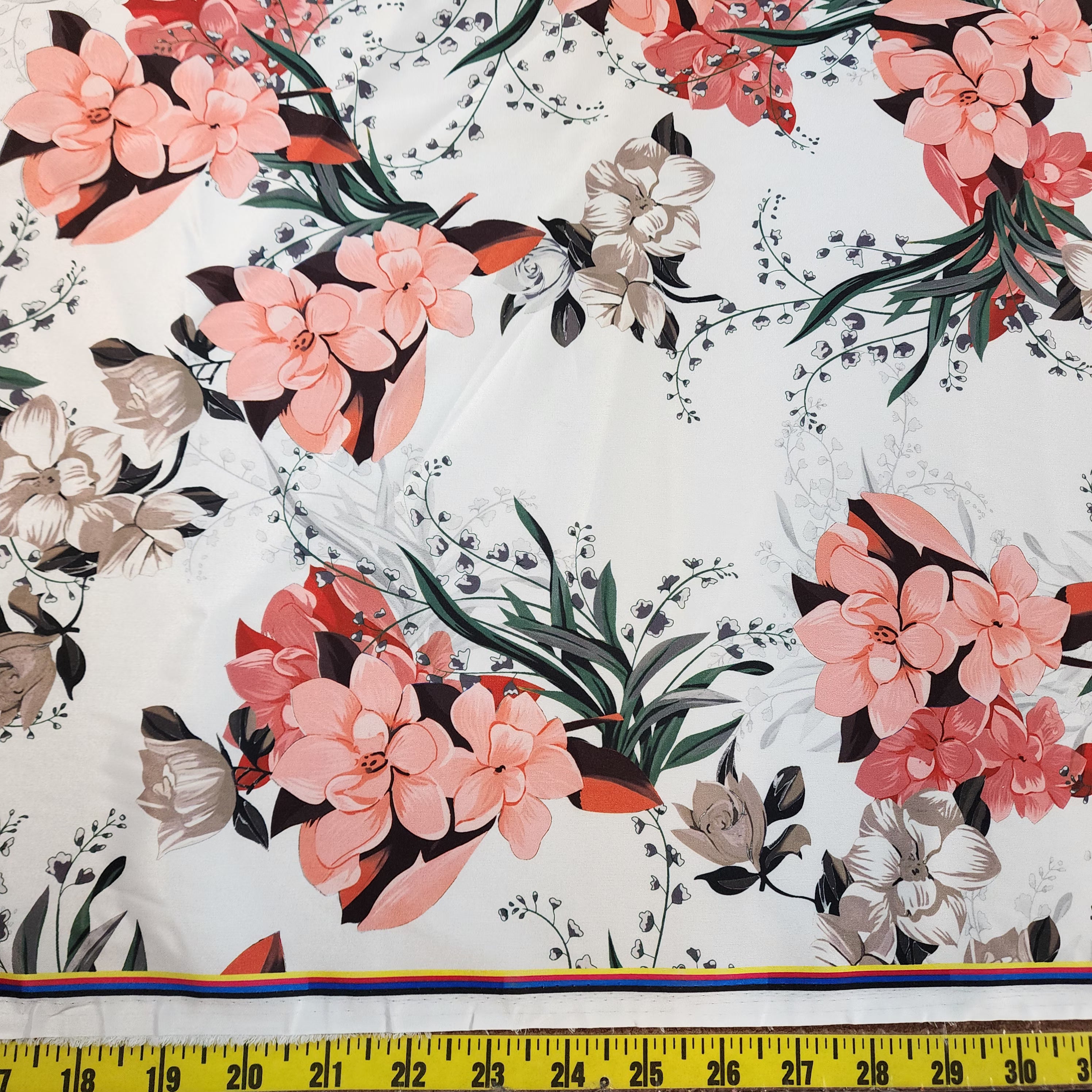 Printed Charmeuse Satin (Coral Garden)