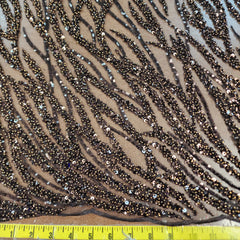 Flowing flame Beaded Sequin Lace (Brown)
