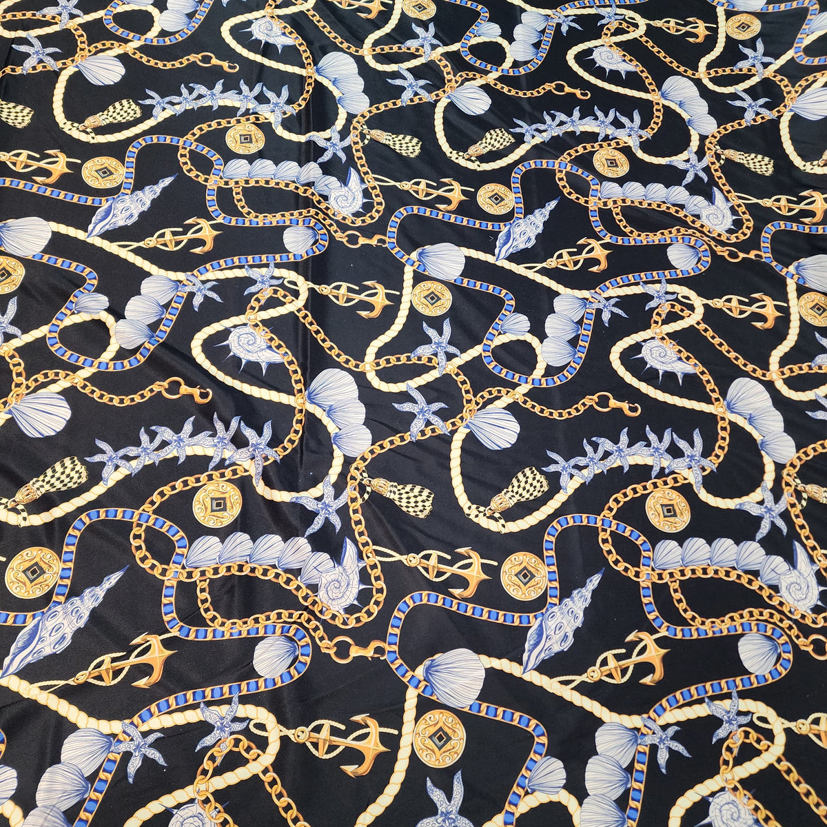 Printed Charmeuse Satin (Regal Chain and Tassel)