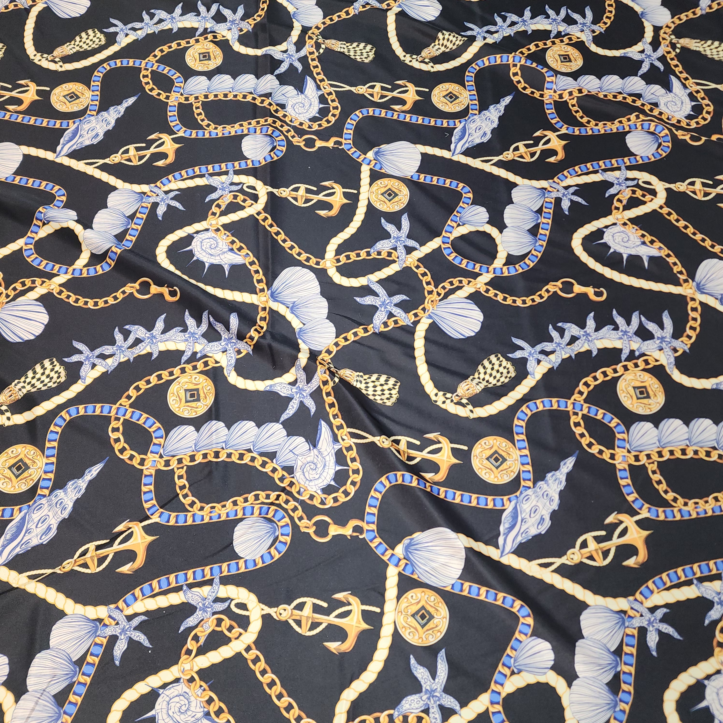 Printed Charmeuse Satin (Regal Chain and Tassel)