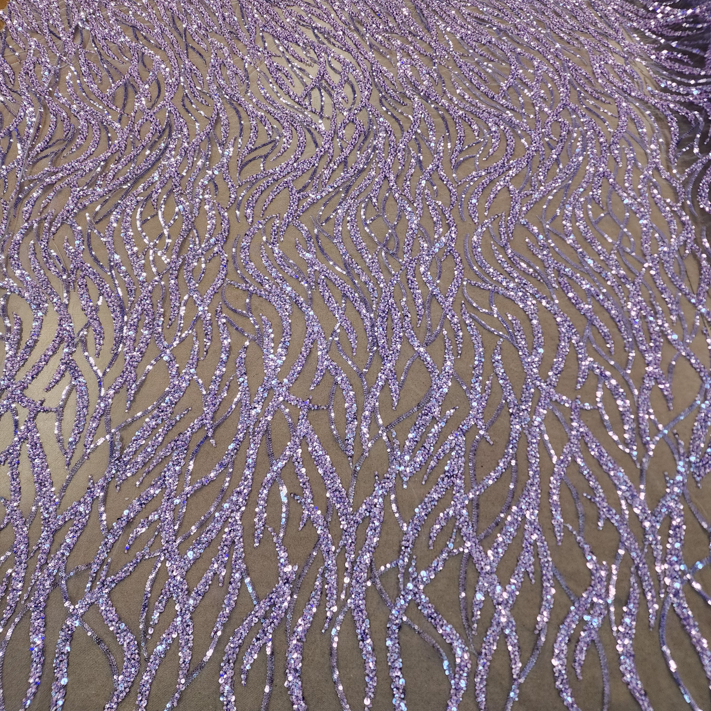 Flowing flame Beaded Sequin Lace (Lavender)