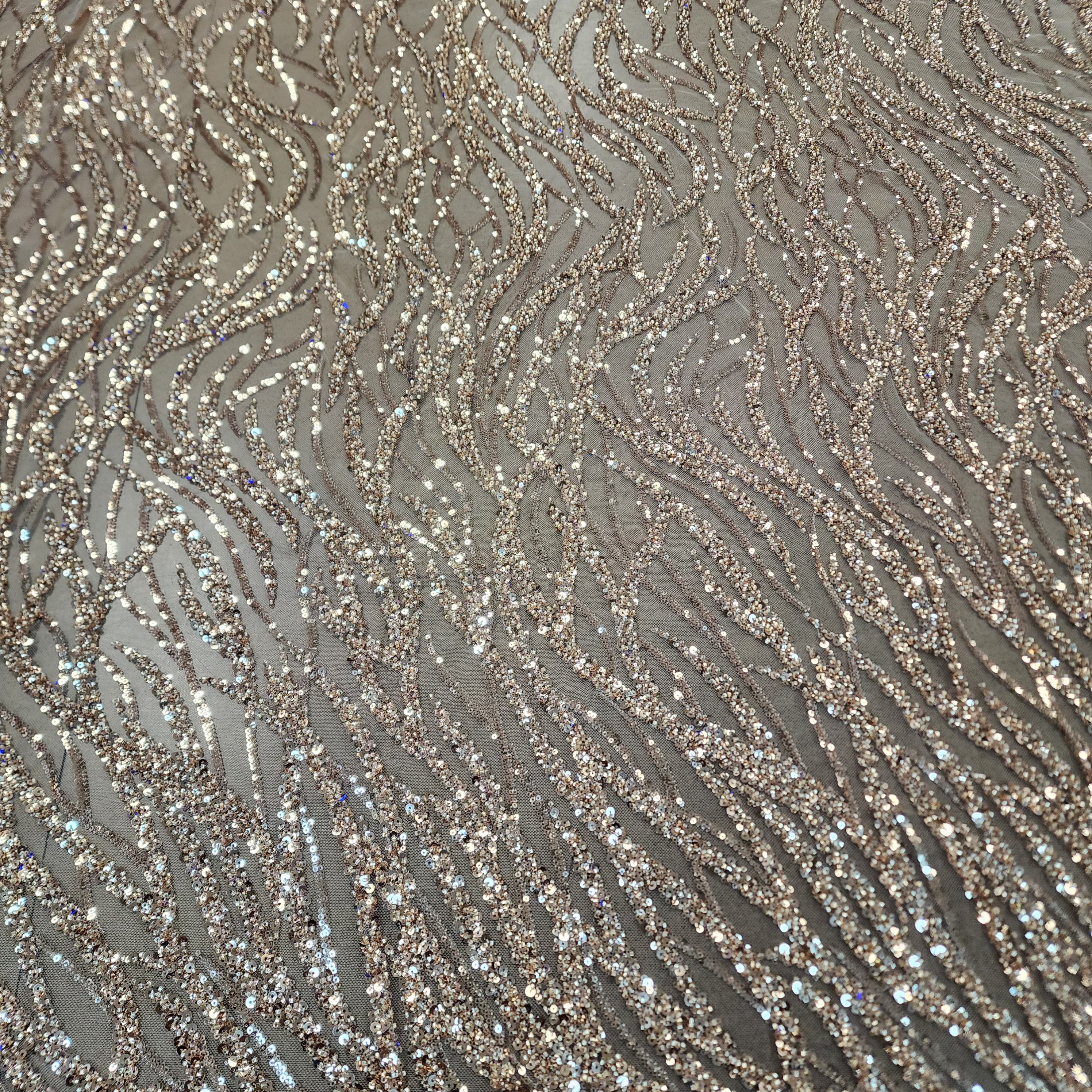 Flowing flame Beaded Sequin Lace (Rosegold)