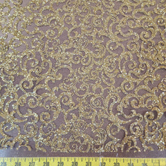 Gilded Baroque Scroll Glitter Mesh